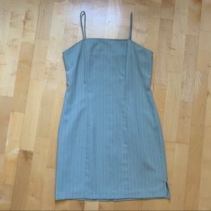 Y2K Spaghetti Strap Sage Green Pinstripe Dress